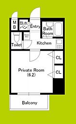 パラシオ塚本III 7階1Kの間取り