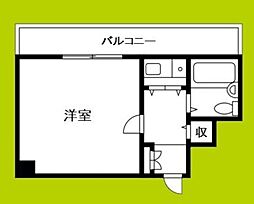 ミフネセントラルベア東淀川 7階1Kの間取り