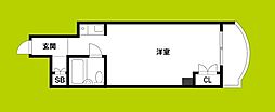 スカイ都島 2階ワンルームの間取り
