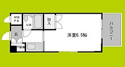 メゾン内久宝寺 6階ワンルームの間取り