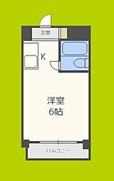 メゾン・ド・サンセール 6階ワンルームの間取り