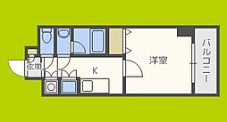 CITY SPIRE平野 8階1Kの間取り