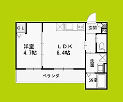 仮称）高槻市赤大路共同住宅 3階1LDKの間取り