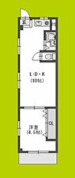 ハイツ濱2号館 1LDKの間取図画像