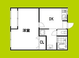 ヴィラナリー港晴 1DKの間取図画像