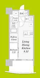 セレニテ新大阪アリエ 1LDKの間取図画像