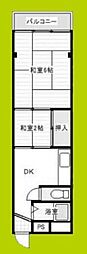 サンハイツ 2DKの間取図画像