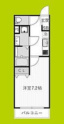 REGIES近大長瀬 1Kの間取図画像