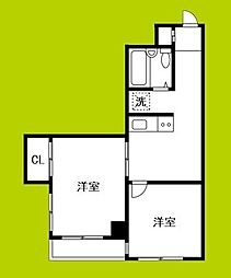 NKコーポ西中島 2DKの間取図画像