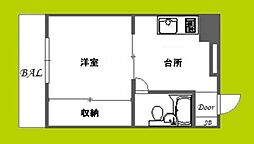 グランドハイツ三津屋北 1DKの間取図画像