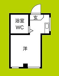 我孫子第2シャルマン ワンルームの間取図画像
