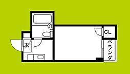 白樺ハイツ清水2 1Kの間取図画像