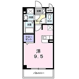 ジュネスO.C.U 1Kの間取図画像
