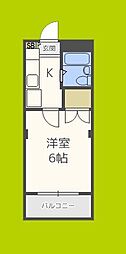 ノース2 1Kの間取図画像