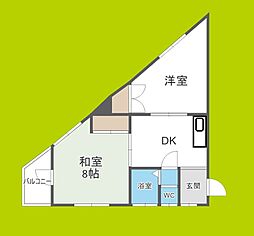 高橋マンション 2DKの間取図画像