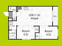 Tio寝屋川市駅 2LDKの間取図画像