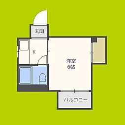シャトル中宮 1Kの間取図画像