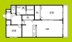 仮称)上島町B棟 2LDKの間取図画像