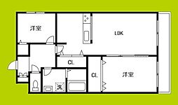 仮称)上島町B棟 2LDKの間取図画像