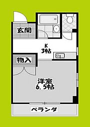 ルベール公園前 1Kの間取図画像