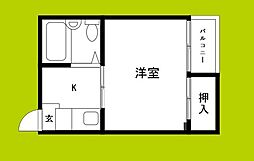 戎マンション 1Kの間取図画像