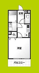 ALEGRIA泉佐野鶴原South 1Kの間取図画像