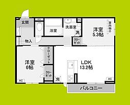 エクシードII 2LDKの間取図画像