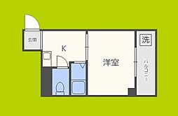 カルム四天王寺 1Kの間取図画像