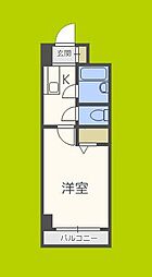 ノルデンハイム淡路D棟 1Kの間取図画像