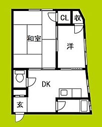 岩本マンション 2DKの間取図画像