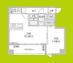 Le Mobi 天神橋 1LDKの間取図画像