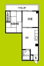 ライフガーデン1 2DKの間取図画像