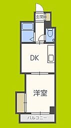 ノルデンハイム新北野 1DKの間取図画像