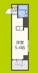 パークサイド上本町駅前 ワンルームの間取図画像