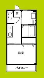 双輪建物第八コーポ 1Kの間取図画像