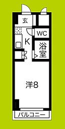 ラ・フォーレ上新庄 ワンルームの間取図画像