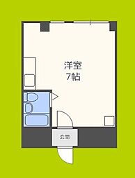 大宝小橋ロイヤルハイツ ワンルームの間取図画像
