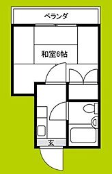 プレアール豊里2 1Kの間取図画像