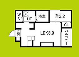 富田林市若松町5丁目アパート 1LDKの間取図画像