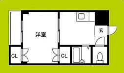 鶴見ベルダァー1番館 1DKの間取図画像