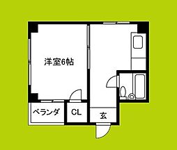 パシフィックヴィラ新森 1DKの間取図画像