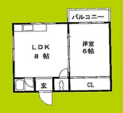 玉出第5Aマンション 1LDKの間取図画像
