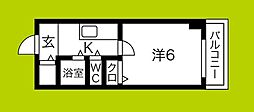 ハーモニー南市岡 1Kの間取図画像
