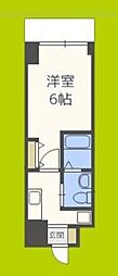 グランパシフィック花園北 1Kの間取図画像