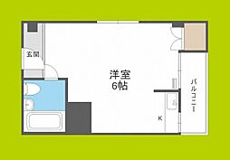 帝塚山ハイツ ワンルームの間取図画像