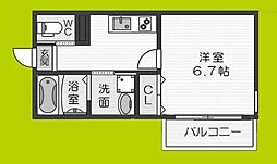 LfinoKishinosatoWEST 1Kの間取図画像