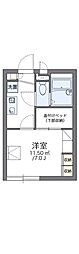 レオパレス南田辺 1Kの間取図画像