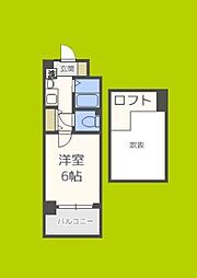 エステムコート梅田茶屋町デュアルスペース 1Kの間取図画像