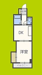 ノルデンハイム新北野 1DKの間取図画像