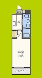 ラドゥセール中之島 1Kの間取図画像